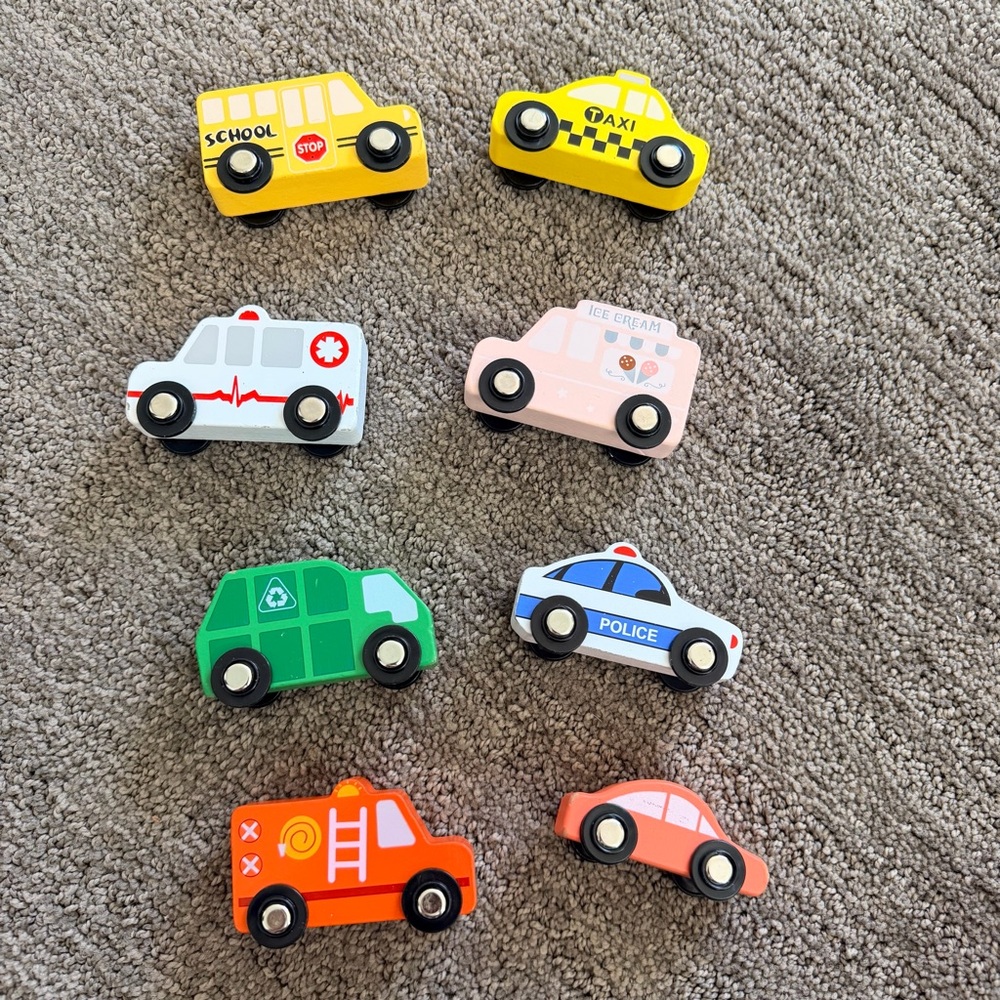 Playside Creations, Car Set of 8 wooden painted cars